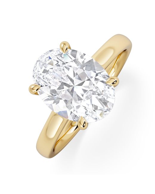 The Diamond Store White Amora Oval 3.00Ct Hidden Halo Lab Diamond Engagement Ring G/Vs1 Set
