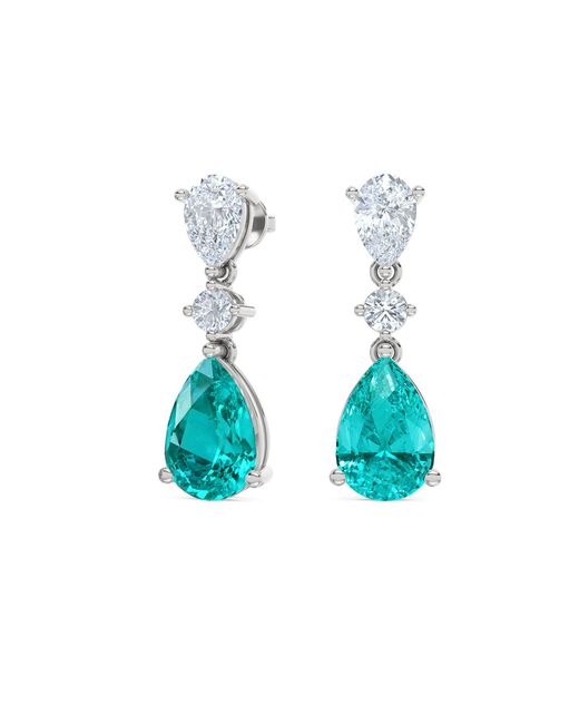 The Diamond Store Blue 9.00Ct Pear Cut Lab Paraíba Yag Drop Earrings