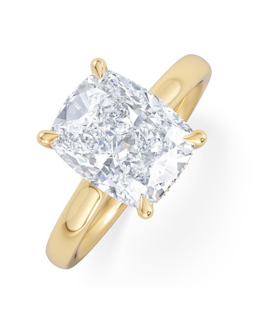 The Diamond Store Blue Amora 3.00Ct Elongated Cushion Cut Lab Diamond Hidden Halo Solitaire Engagement Ring
