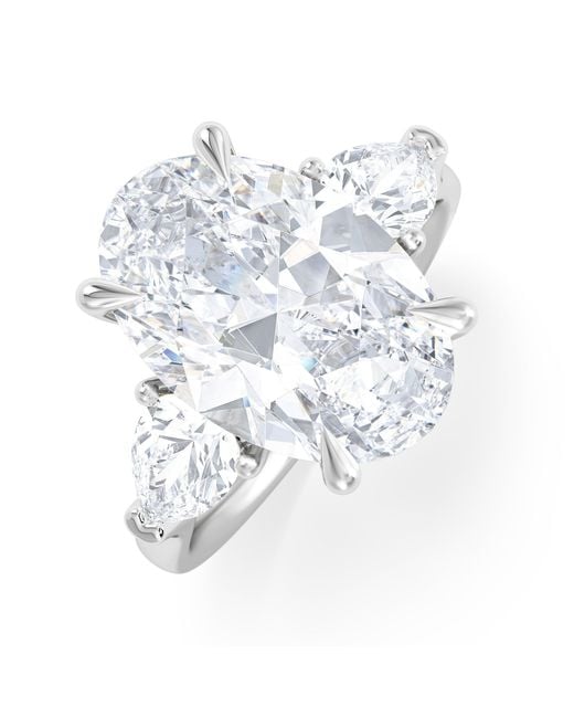 The Diamond Store Blue Adore 6.00Ct Oval Cut Lab Diamond 3 Stone Engagement Ring