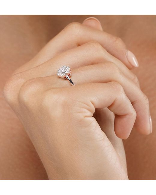 The Diamond Store White Lab Diamond Flower Ring 0.50Ct H/Si