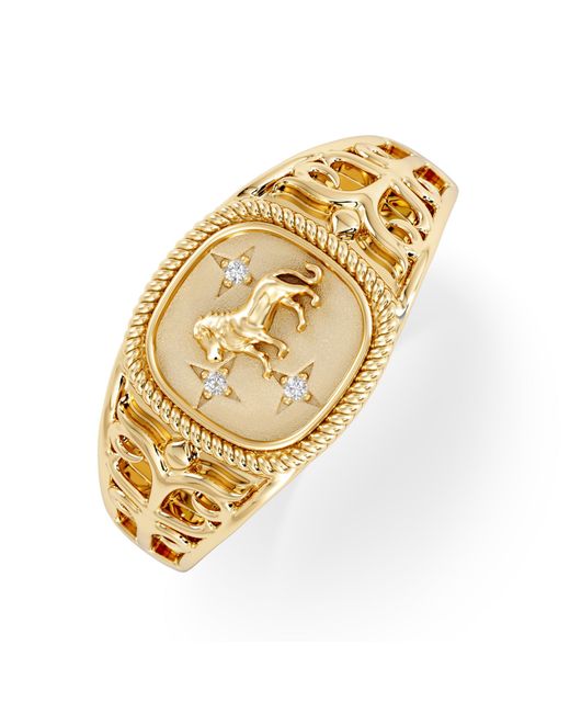 The Diamond Store Metallic Leo Zodiac 0.01Ct Lab Diamond Signet Ring