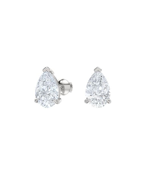 The Diamond Store Blue 3.00Ct Pear Cut Lab Diamond Stud Earrings