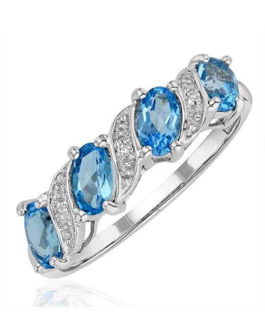 The Diamond Store Blue Topaz 0.98Ct And Diamond 9K Ring