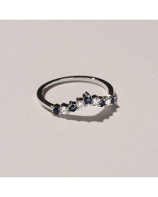 The Diamond Store Blue Starlit Sapphire And Lab Diamond Wishbone Ring