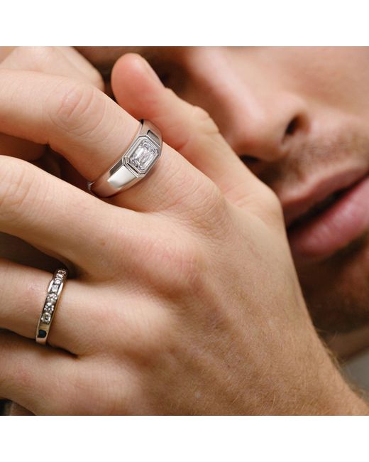 The Diamond Store White Axis Lab Diamond Signet Ring 1.00Ct Emerald Cut Set