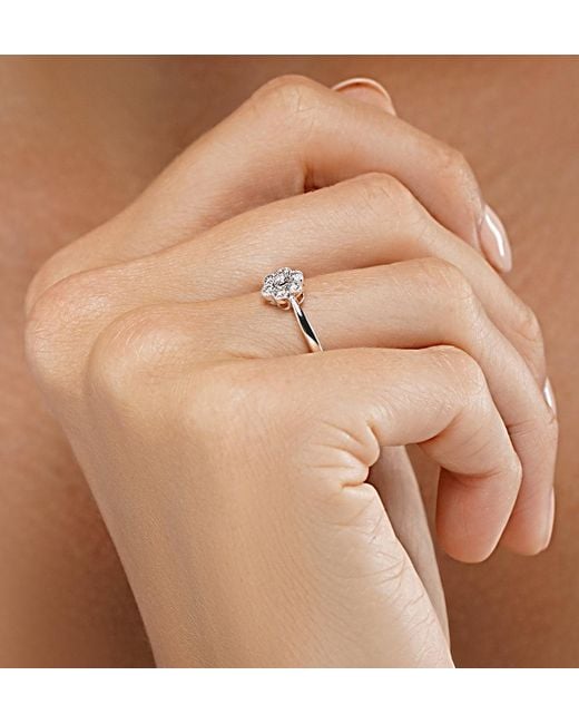 The Diamond Store White Lab Diamond Flower Ring 0.25Ct H/Si