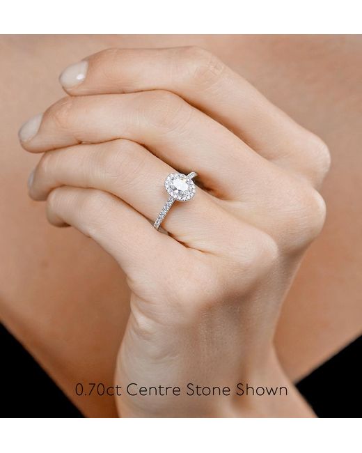 The Diamond Store Metallic Georgina Gia Oval Diamond Halo Engagement Ring 18Kw 1.30Ct G/Vs1