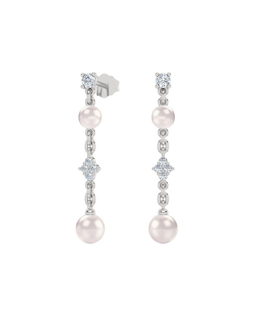 The Diamond Store White Eden 4Mm And 5Mm Round Pearls And Lab Diamond Drop Earrings