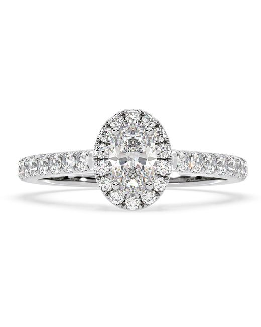 The Diamond Store Metallic Georgina Gia Oval Diamond Halo Engagement Ring 18Kw 1.30Ct G/Vs1
