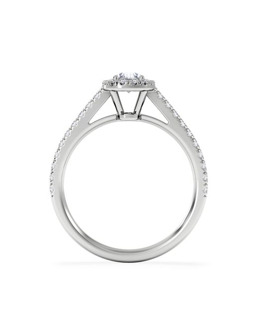 The Diamond Store White Georgina Lab Oval Diamond Halo Engagement Ring 18K 1.00Ct F/Vs1