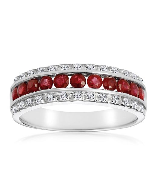 The Diamond Store Red Ruby 0.74Ct And Diamond 9K Ring