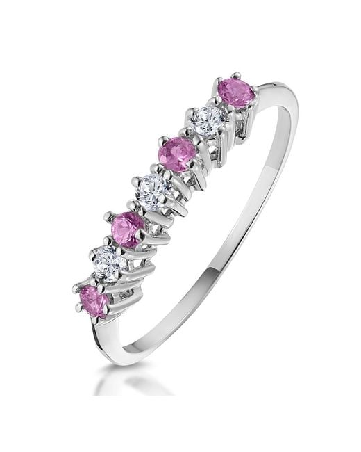 The Diamond Store Metallic Sapphire And 0.09Ct Diamond Ring 9K