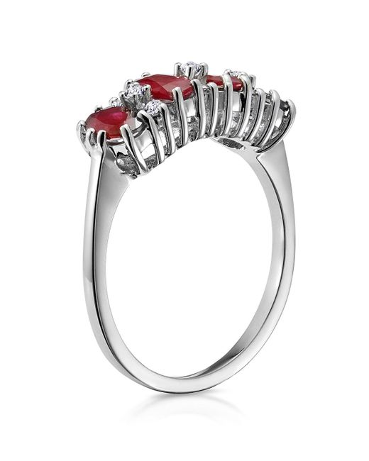 The Diamond Store Red Ruby 1.12Ct And Diamond 9K Ring