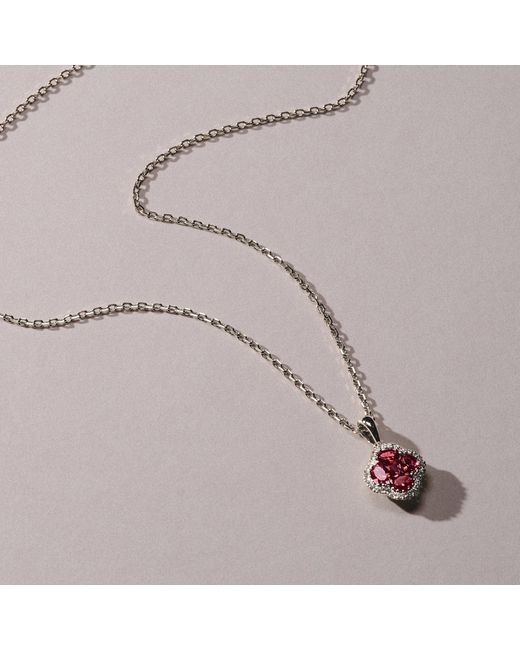 The Diamond Store Red Alegria 0.90Ct Lab Ruby Halo Pendant Necklace