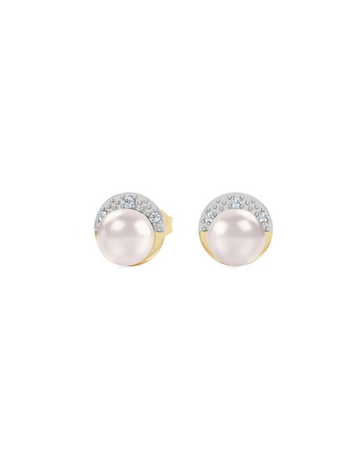 The Diamond Store White Eden 6.5Mm Round Pearl And Lab Diamond Stud Earrings