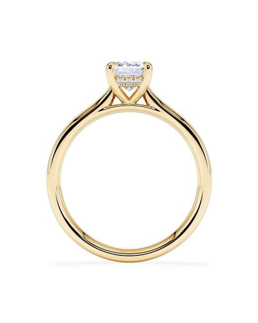 The Diamond Store Metallic Amora Radiant 1.00Ct Hidden Halo Diamond Engagement Ring G/Vs1 Set