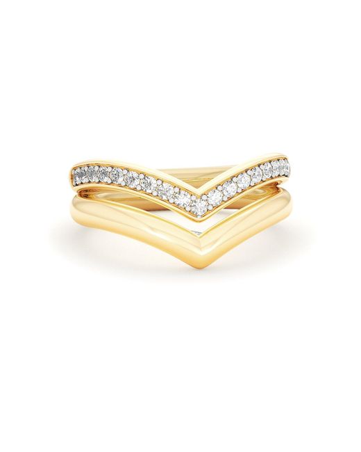 The Diamond Store Metallic Dual 0.27Ct Lab Diamond Stacking Wishbone Ring