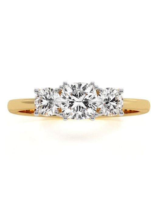 The Diamond Store Metallic 3 Stone Meghan Lab Diamond Engagement Ring 1Ct F/Vs1
