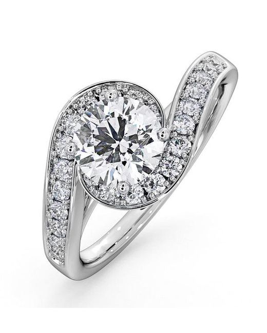 The Diamond Store Metallic Anais Gia Diamond Engagement Halo Ring 1.38Ct G/Vs2