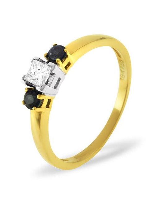 The Diamond Store Metallic Sapphire And 0.15Ct Lab Diamond Ring 18K