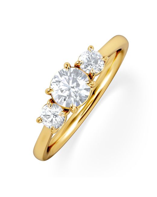 The Diamond Store Metallic Evoke 3 Stone Round Cut Lab Diamond Ring 0.50Ct