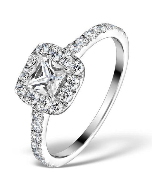 The Diamond Store Metallic Halo Engagement Ring Aria 1.30Ct Vs2 Princess Diamond 18K