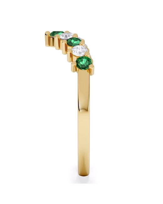 The Diamond Store Green Starlit Emerald And Lab Diamond Wishbone Ring