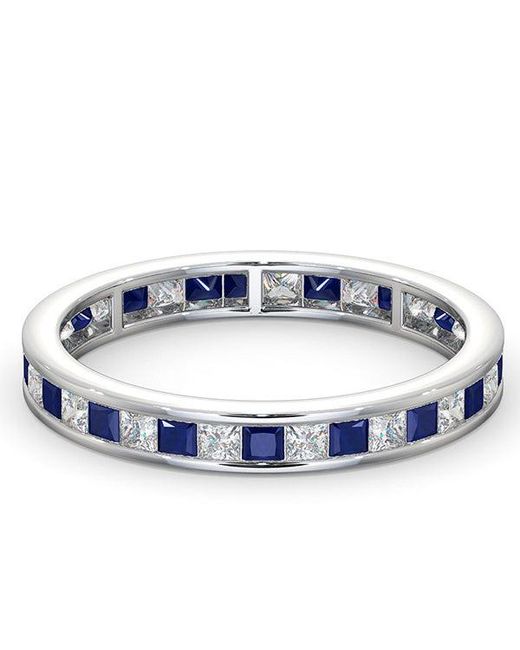 The Diamond Store Blue Eternity Ring Lauren Diamonds G/Vs And Sapphire 1.20Ct -18K