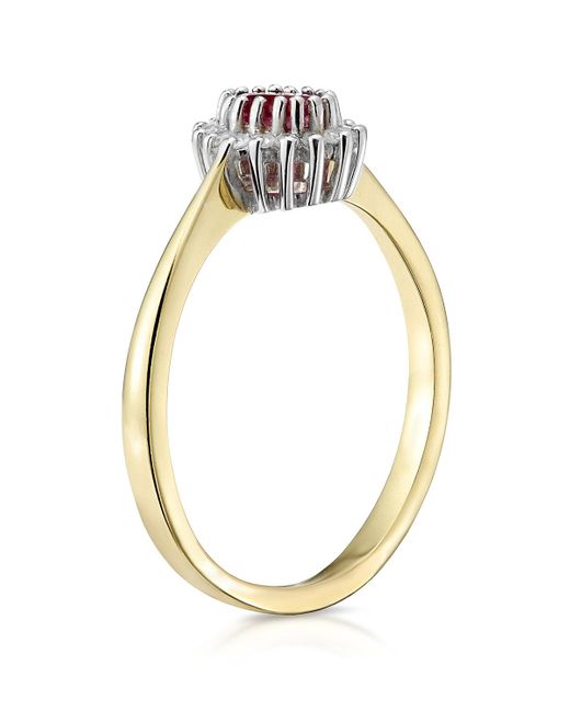 The Diamond Store Metallic Ruby 5 X 3Mm And Diamond 9K Ring