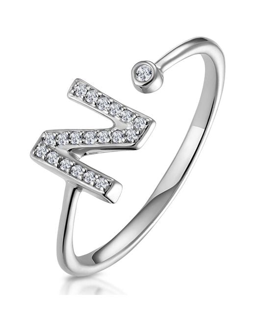 The Diamond Store Metallic Lab Diamond Initial 'N' Ring 0.07Ct Set
