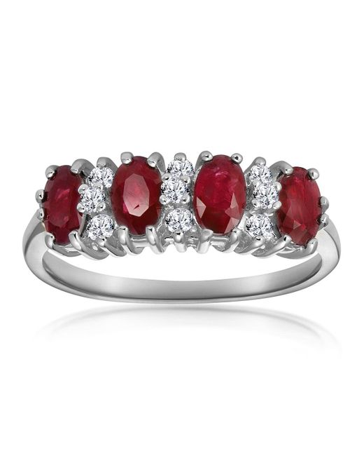 The Diamond Store Red Ruby 1.12Ct And Diamond 9K Ring