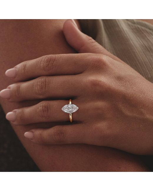 The Diamond Store Metallic Muse 2.00Ct Marquise Cut Lab Grown Solitaire Engagement Ring