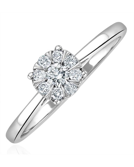 The Diamond Store Metallic 0.25Ct Lab Diamond Cluster Solitaire Ring H/Si