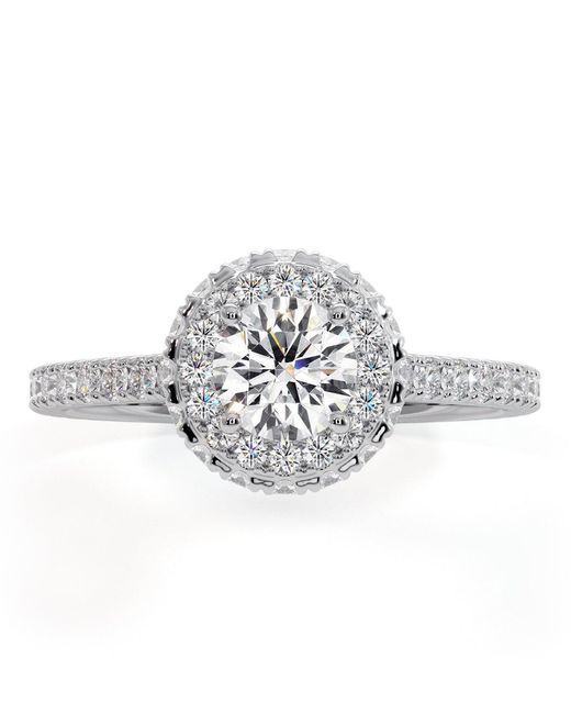 The Diamond Store White Valerie Diamond Halo Engagement Ring 18K 1.10Ct G/Si2