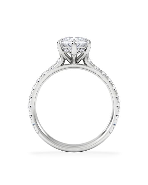 The Diamond Store White Amora Marquise 3.36Ct Hidden Halo Lab Diamond Engagement Ring With Side Stones Set