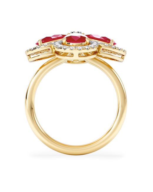 The Diamond Store Pink Bloom 3.30Ct Lab Ruby And Lab Diamond Ring