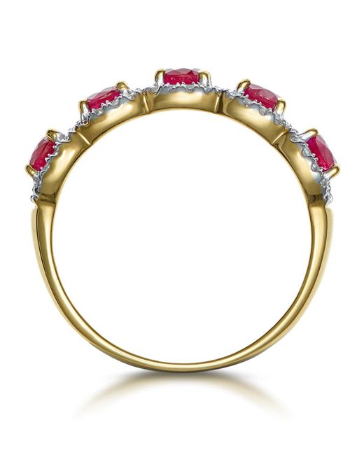 The Diamond Store Pink Ruby And Diamond Halo 5 Stone Asteria Ring