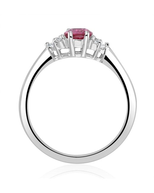 The Diamond Store Pink 18K 0.85Ct Sapphire And 0.12Ct Diamond Ring