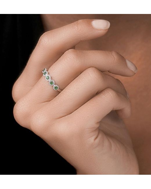 The Diamond Store Metallic Emerald And Halo Diamond Stellato Eternity Ring