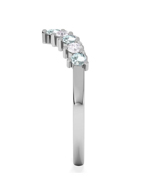 The Diamond Store White Starlit Aquamarine And Lab Diamond Wishbone Ring