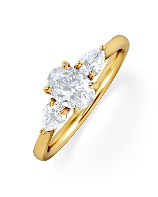 The Diamond Store Metallic Evoke 3 Stone Oval Cut Lab Diamond Ring 0.50Ct