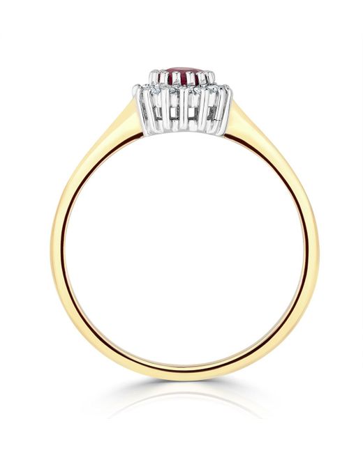 The Diamond Store Metallic Ruby 3.5 X 3.5Mm And Diamond 9K Ring