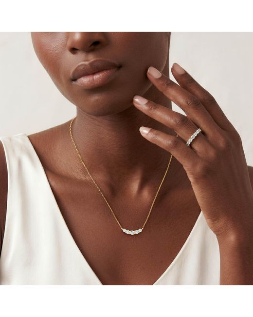The Diamond Store Metallic Legacy 1.00Ct Round Cut Lab Diamond Necklace