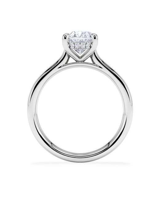 The Diamond Store White Amora Oval 2.00Ct Hidden Halo Lab Diamond Engagement Ring F/Vs1 Set