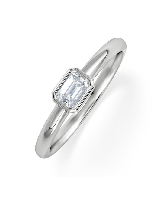 The Diamond Store Metallic Horizon Emerald Cut Lab Diamond Solitaire Ring 0.25Ct H/Si