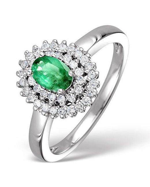 The Diamond Store Metallic Emerald 0.45Ct And Diamond 9K Ring E5798