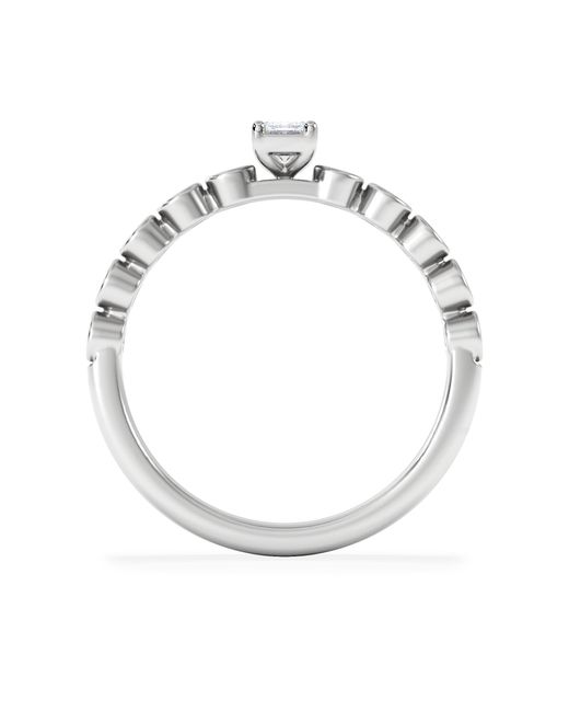 The Diamond Store White Entwine 0.30Ct Emerald Cut Lab Diamond Solitaire Engagement Ring With Side Stones