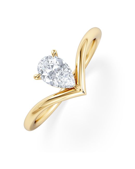 The Diamond Store Metallic Vela 0.50Ct Pear Cut Lab Diamond Solitaire Engagement Ring