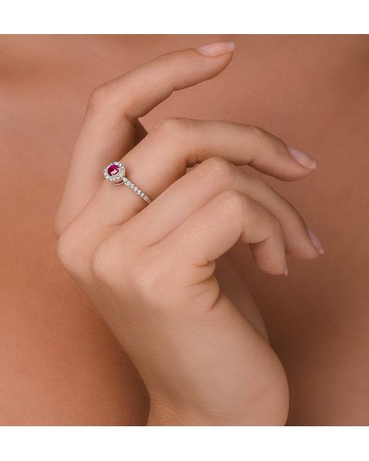 The Diamond Store Metallic Ruby Halo Martini 0.25Ct Diamond Ring